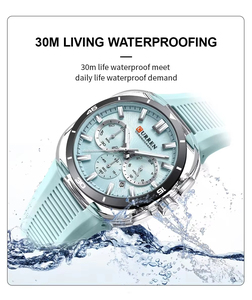Curren 8502 Luxury <b>Men's</b> Silicone Band <b>Quartz</b> <b>Watches</b> 30M Waterproof Auto Date Luminous Hands Chronograph Business <b>Watch</b> for <b>Men</b> - Product Image 4