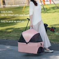 Poussette pour animaux tout-terrain Poussette pour chiens de taille moyenne à grande en tissu Oxford imperméable avec poignée réglable, auvent, pare-soleil et rangement