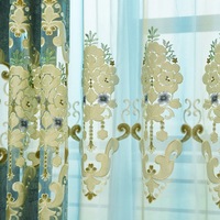 Rideaux prêts à poser en tissu jacquard chenille européen de luxe pour hôtel, décoration de maison, salon