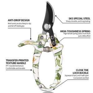 Tijeras de Podar y Recolección de Frutas de Acero al Carbono, Diseño de Mariposa, 10-20 mm, Operación Manual, Color Verde, Uso Doméstico y de Jardín - Product Image 2