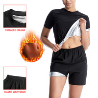 Conjunto Deportivo de Shorts de Poliéster de Alta Calidad, Ropa Deportiva Personalizada para Fitness, Conjunto de Shorts de Sauna para Mujer para Moldear el Cuerpo