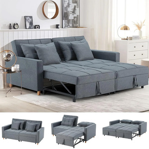 Sofá <span class=keywords><strong>cama</strong></span> plegable de dos asientos de estilo simple europeo, sofá <span class=keywords><strong>cama</strong></span> <span class=keywords><strong>barato</strong></span> de tamaño pequeño gris oscuro con funda para sala de estar para relajarse - Product Image 3