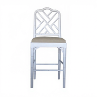 Chaise de tabouret de comptoir de salle à manger Chippendale en bois massif de haute qualité couleur blanche moderne pour les événements en plein air mariages sortie d'usine