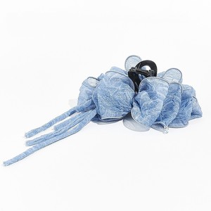 Pince à cheveux en mousseline bleu brume avec nœud papillon et pompons, élégante pour femme, usage quotidien - Product Image 3