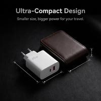 Chargeur portable mini pour ordinateur portable, prise standard européenne blanche, double port 45W PD QC, chargeur de voyage Type-C + USB-A compact