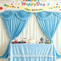 Fournitures et décorations élégantes pour fêtes : Panneaux de fond rose et bleu de 3m x 3m avec draperies pour mariages et événements