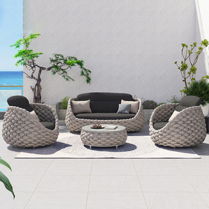 Ensemble de meubles de <span class=keywords><strong>jardin</strong></span> modernes imperméables pour balcon, <span class=keywords><strong>salon</strong></span> extérieur, chaise et canapé en corde tressée - Product Image 5