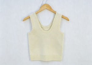 เสื้อกล้ามคอวีถักนิตติ้งผ้าฝ้าย BCI สำหรับผู้หญิง แบบพื้นฐาน ไม่มีแขน - Product Image 2