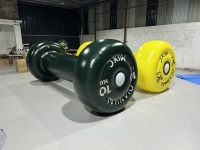 Équipement de sport gonflable géant de forme d'haltère de promotion personnalisée pour la publicité de club de fitness