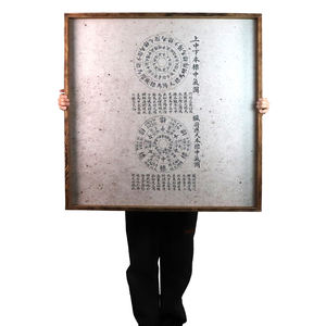 Kain wol warna kayu antik pedesaan sederhana obat Tiongkok seni dinding ruang tamu lukisan kanvas bertekstur besar - Product Image 3