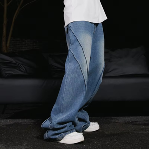 High Quality Custom Regular Fit Retro Denim Pants <b>Soft</b> Comfortable Breathable Light Wash Mid Waist Straight-leg Men's <b>Jeans</b> - Product Image 4