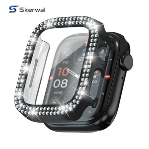 CS031 Funda Protectora para Reloj Inteligente con Doble Fila de Diamantes Integrados, Resistente a Golpes, Cubierta Completa, Brillante, para <span class=keywords><strong>Apple</strong></span> <span class=keywords><strong>Watch</strong></span> <span class=keywords><strong>Series</strong></span> 10 11 - Product Image 1
