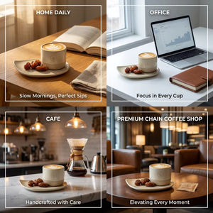 Juego de Tazas de Café de Cerámica con Logotipo Personalizado Kingze, 100 ml, 180 ml, 230 ml, Juego de Tazas de Espresso y Capuchino con Platillo para Cafetería y Restaurante - Product Image 6