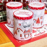 Boîte de conserve ronde en métal de Noël pour cadeau, bonbons, biscuits, vente en gros, boîtes pour biscuits, boîtes en fer blanc