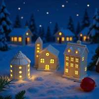 Weiße Weihnachtsdorfhäuser Kleines Beleuchtetes Weihnachtsdorf-Set DIY Winter-Feiertagsdekoration Tischdekoration Fabrik