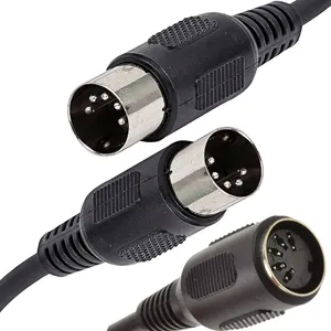 Cabo de áudio midi din de 3m e 5 pinos, preto com conector de 5 pinos