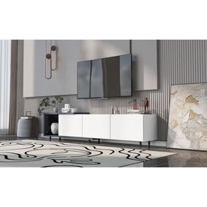DB U-Can 70.1''-100'' Extendable <b>TV</b> <b>Stand</b> Modern Stylish 80+inch <b>TV</b> Cabinet Black <b>White</b> Wood Panel Style (Old SKU WF299723AAK) - Product Image 3