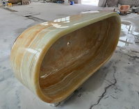 Baignoire en marbre onyx naturel de luxe de haute qualité pour salle de bain, maison moderne, sur pied, taille et forme personnalisées
