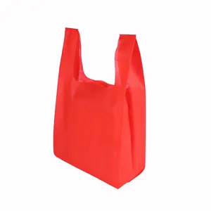 Nova chegada camiseta não-tecido colete saco fornecedores tecido reutilizável compras não-tecido t-shirt saco