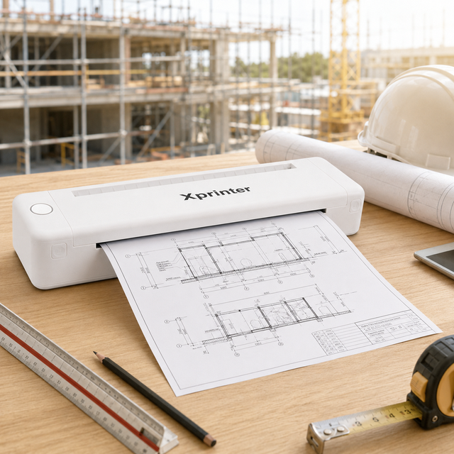 Xprinter T8 Wireless Portable A4 Inkless Thermal Printer for Construction Site Document Printing