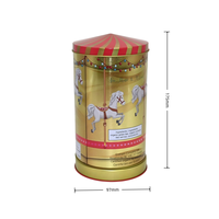 Boîte en fer blanc cylindrique personnalisée sur le thème de Noël, avec cloche musicale rotative à ressort, pour l'emballage alimentaire (sandwichs et aliments pour bébés)