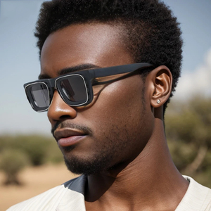 Lentes de Sol Cuadrados Punk Lmamba 98204 para Hombre, Marca de Lujo 2024, Diseño Retro Rectangular, Lentes de Sol para Mujer con Armazón Grueso, Tonos Personalizados - Product Image 1