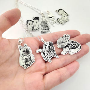 レーザー刻印925ソリッドシルバーペットポートレートネックレスパーソナライズされたカスタムメモリ写真写真ペンダント刻印ジュエリー - Product Image 4