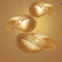 Lampe suspendue en bambou tressé artisanal moderne, design d'inspiration asiatique, pour restaurant, hôtel, luminaire en rotin, lustre en bambou LED
