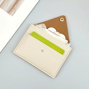 Solid Color PU Leather Unisex Fashion <b>Card</b> Holder Personalized Mini Coin Storage Case Button Closure Portable Travel <b>Card</b> <b>Wallet</b> - Product Image 2