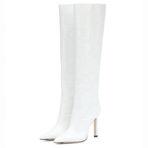 Stylish Design Women's Pull on Long Dress Boots Large Size 45 Knee High Booties Pointed Toe High Heel Stiletto Pumps <b>Shoes</b> - Product Image 3