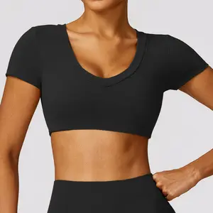 RUIQUWIN-Conjunto de Yoga para Mujer, Ropa de Entrenamiento, Legging Deportivo para Gimnasio, Top Corto de Manga Larga con Cremallera, Ropa Deportiva