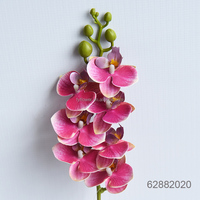 Fleurs artificielles en cuir PU, texture réaliste au toucher, orchidée Phalaenopsis miniature à 7 têtes, imprimées en 3D, tige de 25,5 pouces, couleur blanche, texture rose