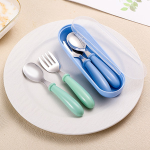 Fourchettes et cuillères en acier inoxydable 304 pour enfants, vaisselle portable pour la maternelle, ustensiles d'alimentation pour bébés, sans Bpa - Product Image 2