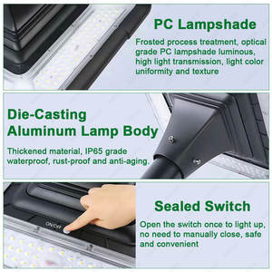 Sentiero ad alta potenza per prato Post Top lampione solare all'aperto energia impermeabile Ip65 45w Led luce solare da giardino - Product Image 5