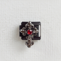 Gelang Pesona Italia Tema Merah Hitam Grosir, Gelang Pesona DIY 9mm dengan Pesona Enamel Hati Apel Bunga Jaring Laba-laba untuk Perhiasan