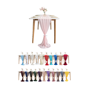 Nappe et <span class=keywords><strong>chemin</strong></span> <span class=keywords><strong>de</strong></span> <span class=keywords><strong>table</strong></span> en polyester crêpe <span class=keywords><strong>de</strong></span> style nordique, voile décoratif pour la maison, l'hôtel et les mariages, durable et écologique - Product Image 1