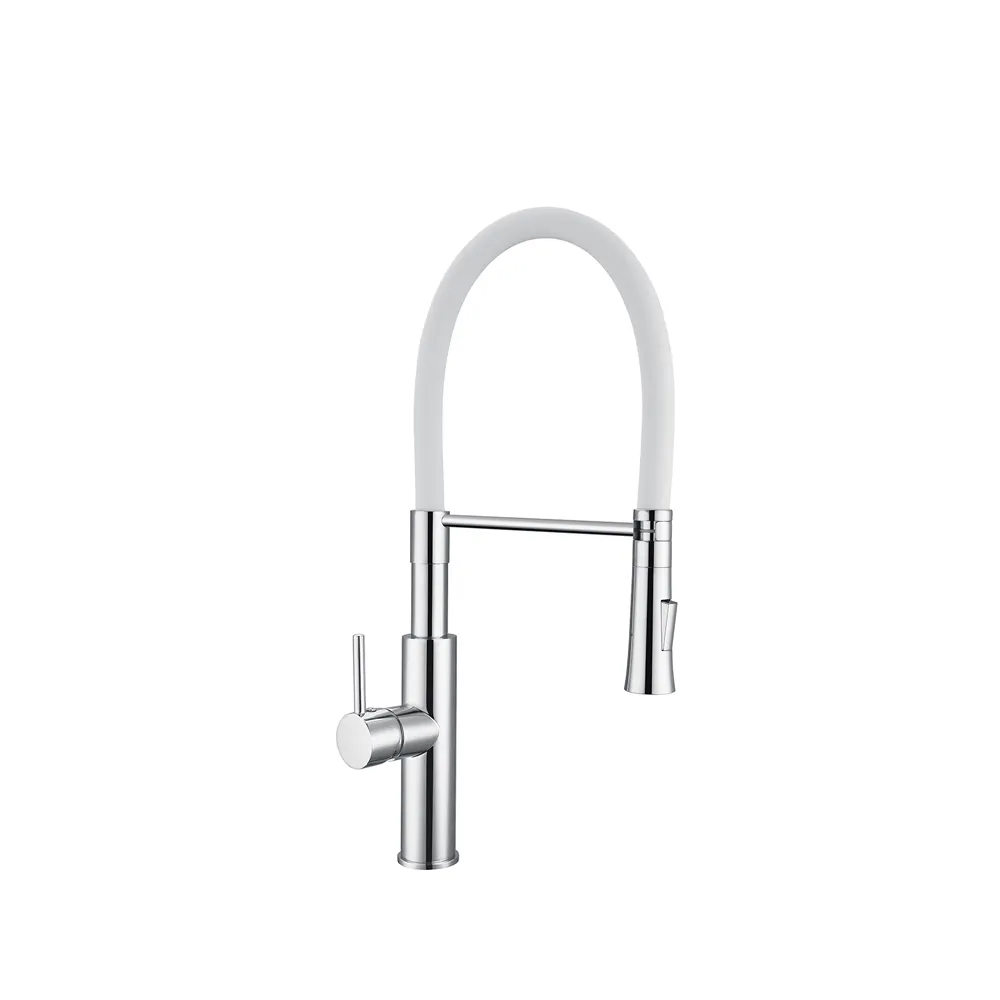 Chrome and White Finished Sink Mounted Brass Kitchen Taps