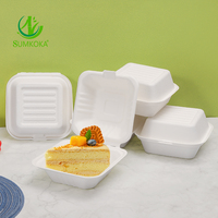 Boîte à lunch jetable Sumkoka en bagasse, boîte à burger en canne à sucre, emballage pour restauration rapide, boîte à burger en canne à sucre