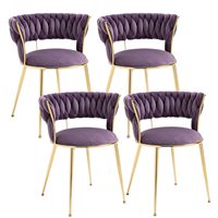 Chaise de table de cuisine moderne en velours, Design spécial violet, fauteuil de vanité à Accent touffeté pour salle à manger, salon, chambre à coucher