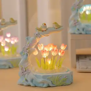 Tulipán cumpleaños batería seca luz de noche niño regalo niña luz Navidad boda dormitorio lámpara