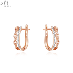 Pendientes de aro con diseño hueco, de oro rosa macizo de 18 quilates, con diamantes naturales auténticos, los más populares y de moda, regalo para mujer, para fiestas. - Product Image 2