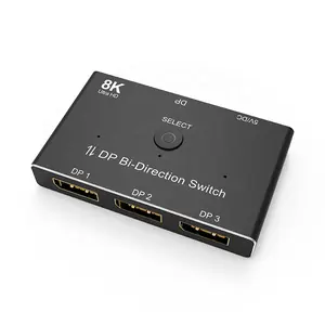 3 Port 8K DP Displayport bidirectionnel commutateur adaptateur 8K 60Hz 4K 144Hz 3x1 Displayport DP commutateur 3 en 1 convertisseur de sortie