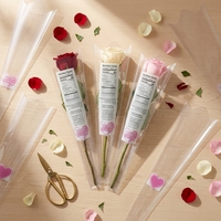 Vente directe d'usine, sacs d'emballage transparents pour fleurs roses, sacs en plastique pour bouquets, emballage cadeau pour les fleuristes dans les centres commerciaux