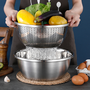 מסננת נירוסטה 304 עמידה רב תכליתית מעובה, קערת ניקוז, מסננת לשטיפת אורז, לשימוש ביתי, למטבח, למלון ולמסעדה - Product Image 6