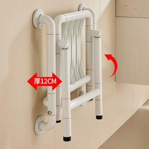 <b>Bathroom</b> Folding <b>Stool</b> Wall Mounted Non Slip Seat For Elderly Disabled Toilet Use 500kg Load Capacity Stainless Steel - Product Image 2