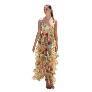 Nieuwe off-shoulder Europese en Amerikaanse mode chiffon geprinte feeërieke lange elegante avondjurk - Product Image 4