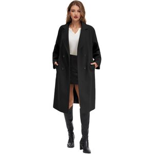 Abrigo Largo de Lana para Mujer FOXA, con Solapa de Muesca y Doble Abotonadura, Chaqueta Cálida para Otoño e Invierno - Product Image 2