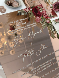Tulum Style Rose Or Miroir Acrylique <span class=keywords><strong>Vert</strong></span> Emeraude Invitations De Mariage Carte Imprimé Enveloppe Vélin avec Lettre Étiquette Initiale - Product Image 3