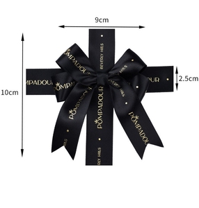 Chất lượng cao tùy chỉnh lá vàng in satin <span class=keywords><strong>Ribbon</strong></span> Bow với băng dính cho hộp quà tặng trang trí bunding cung cấp - Product Image 2