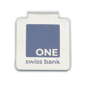 Pince à billets en acier inoxydable et métal de forme carrée, Logo imprimé personnalisé, 50 pièces - Product Image 1